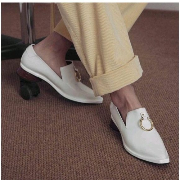 REIKE NEN Ring Detail Square Toe Loafer Leather Red Heel Beige Tan EU 36 - Picture 11 of 12